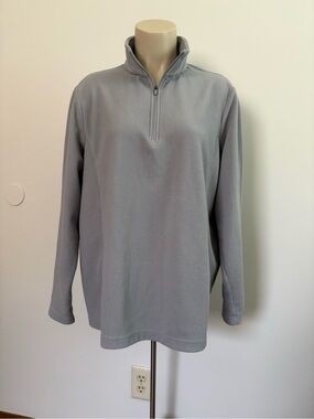 Lands' End Light Gray Women’s Quarter-Zip Fleece Pullover Size XL